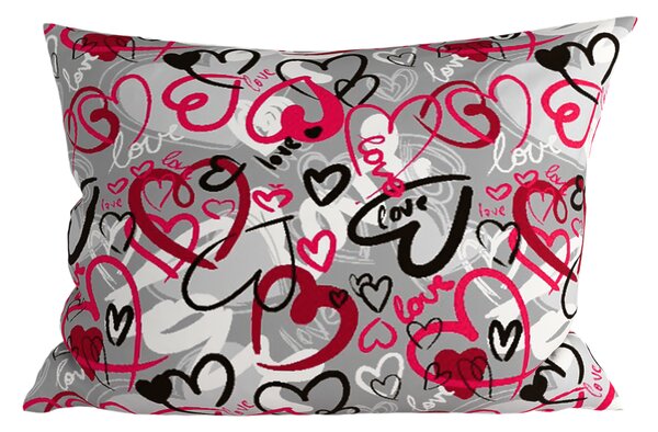 Prevleka za vzglavnik iz polibombaža STREET LOVE POLY 70x90 cm, siva