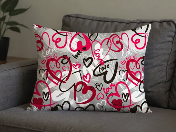 Prevleka za vzglavnik iz polibombaža STREET LOVE POLY 70x90 cm, siva
