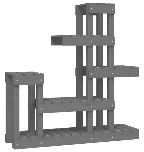 VidaXL Stojalo za rastline sivo 92x25x97 cm trdna borovina