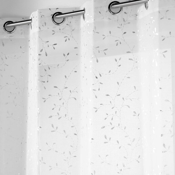 Prosojna zavesa iz tančice v beli in srebrni barvi 140x240 cm Floressia – douceur d'intérieur