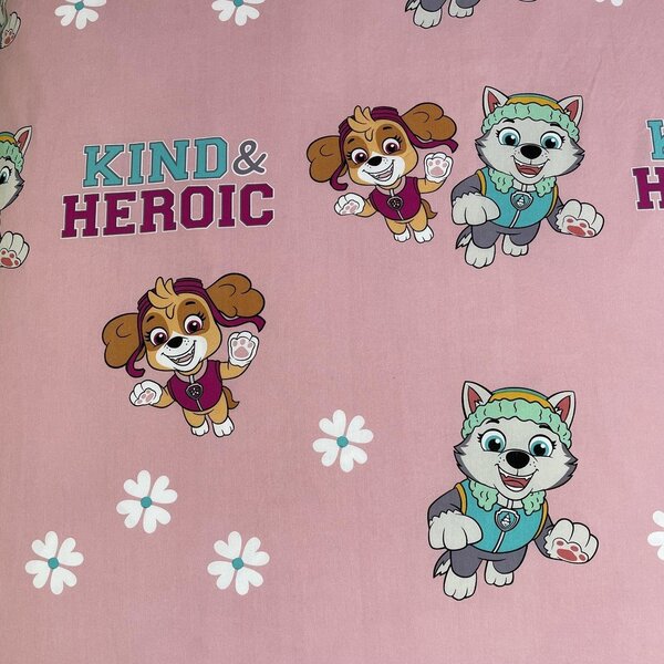 Rožnata enojna bombažna otroška posteljnina 140x200 cm Paw Patrol "Heroic" – Jerry Fabrics