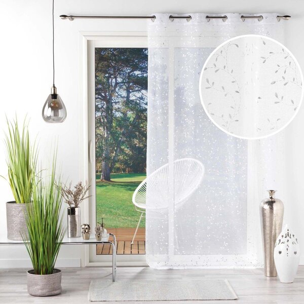 Prosojna zavesa iz tančice v beli in srebrni barvi 140x240 cm Floressia – douceur d'intérieur