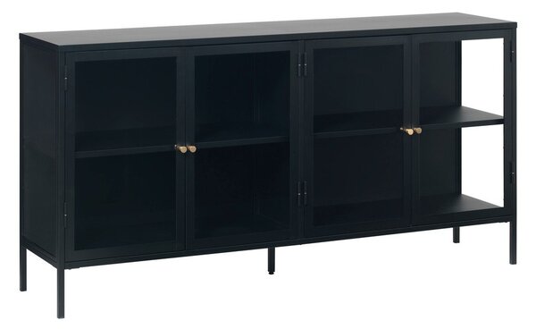 Črna kovinska vitrina 170x85 cm Carmel – Unique Furniture