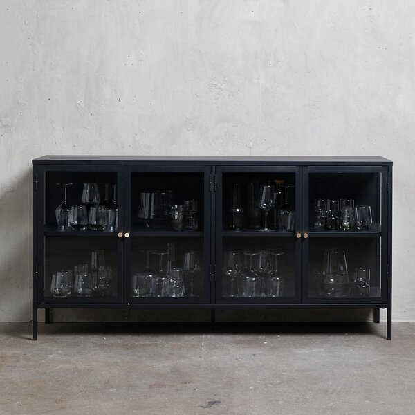 Črna kovinska vitrina 170x85 cm Carmel – Unique Furniture