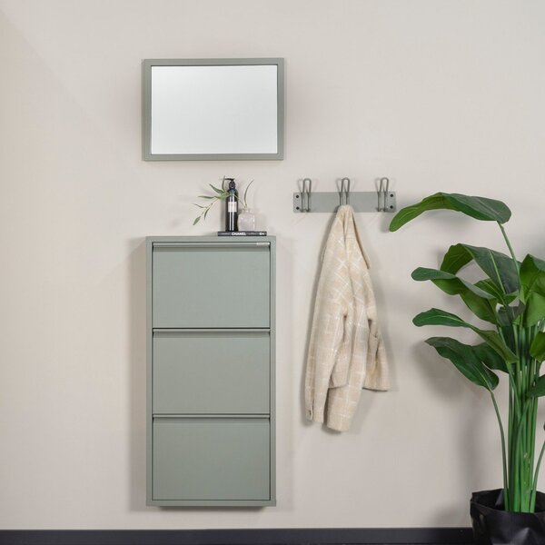 Prašno zelena kovinska preklopna omarica za čevlje 50x103x15 cm Billy – Spinder Design