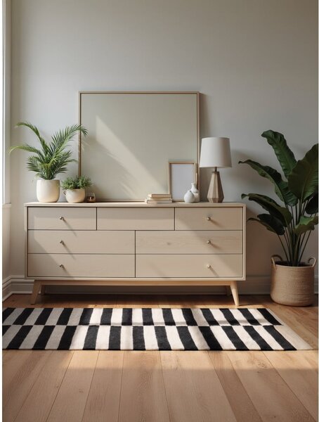 Črna/bela obojestranska ročno tkana volnena preproga 80x150 cm Donna – Hanse Home