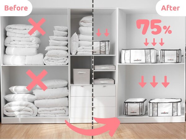 Vakuumska/ojačana tekstilna škatla za shranjevanje oblačil 65x45x27 cm Life – Compactor