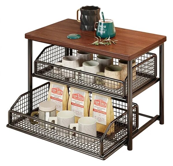 Shelfglide™ Dvoetažni Regal Z Izvlečnimi Košarami, Črna