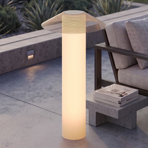 Lucande LED-terasa svetilka ZAMIRAS, 110 cm, srebrna, IP65, Siva, Aluminij, Dizajn