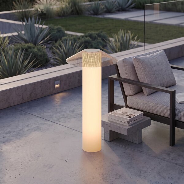 Lucande LED-terasa svetilka ZAMIRAS, 110 cm, srebrna, IP65, Siva, Aluminij, Dizajn
