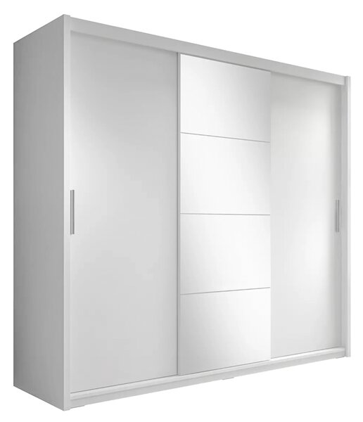 KONDELA Garderobna omara z drsnimi vrati, bela, 235x216, CHIARA