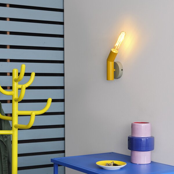 OSRAM stenska svetilka Decor Straw, 1-žarnica, siva/rumena, jeklo, E27, zatemnjen, Siva, Dnevna soba / jedilnica, Kovina, Sodobni