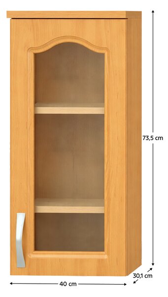 KONDELA Zgornja kuhinjska omara, jelša, desno, LORA MDF NEW KLASIK W40S