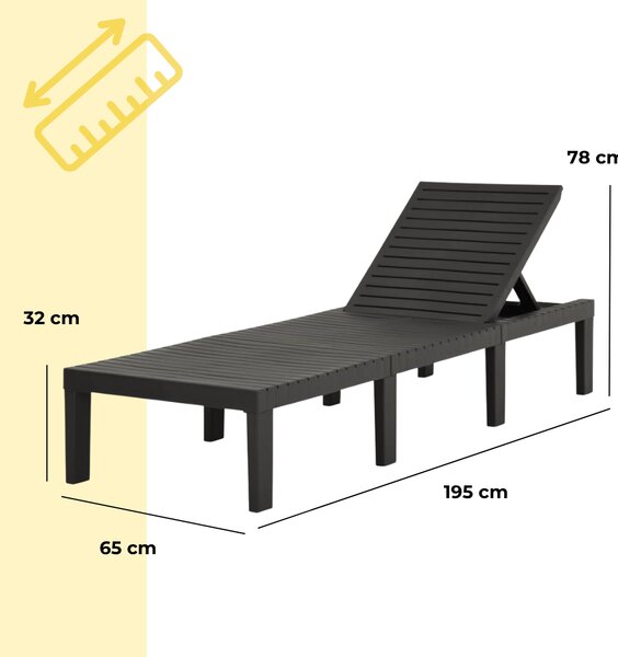 Vrtni ležalnik HAITI z blazino, 65×195×78cm, antracit I.P.A.E-Progarden