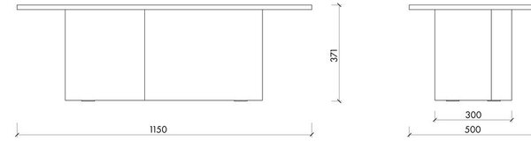 Črna klubska mizica z mizno ploščo v hrastovem dekorju 50x115 cm Looi – noo.ma
