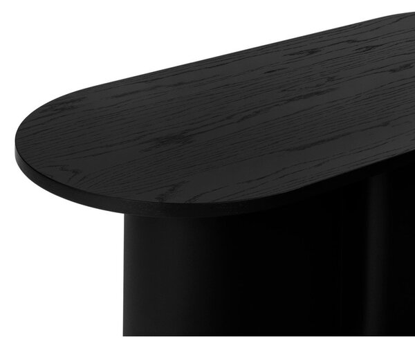 Črna klubska mizica z mizno ploščo v hrastovem dekorju 50x115 cm Looi – noo.ma