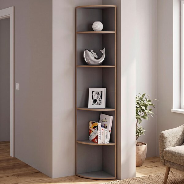 KOTNI REGAL 33/183/33 cm antracit, medeni hrast