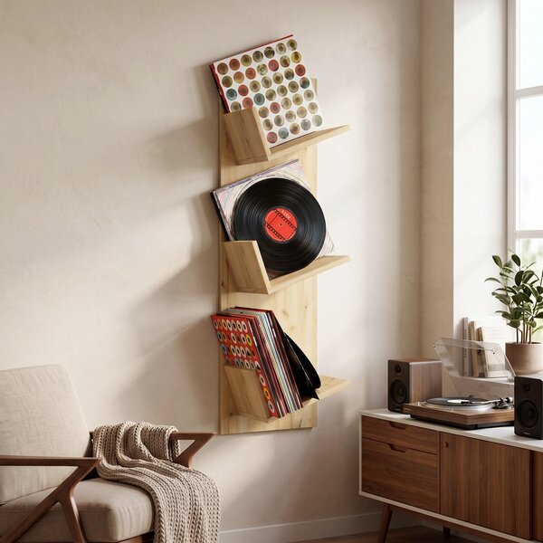 REGAL ZA GRAMOFONSKE PLOŠČE 33/106,5/25,6 cm barve hrasta, barve medu