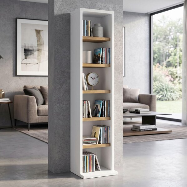 REGAL ZA CD-JE 21/92/20 cm bela, medeni hrast