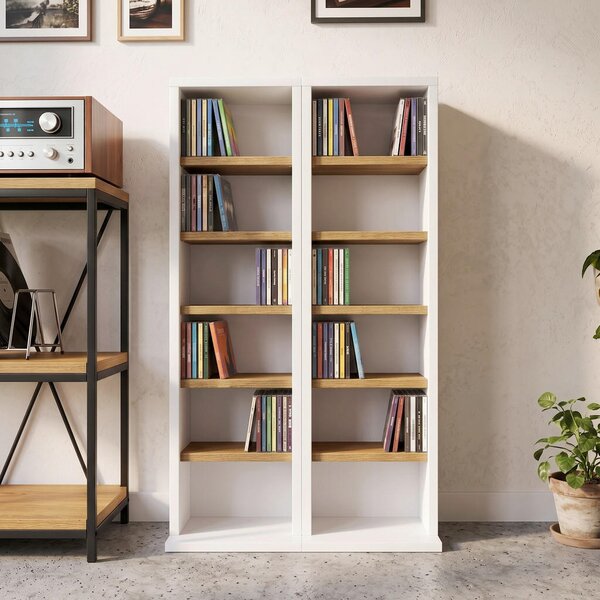 REGAL ZA CD-JE 42/91,8/20 cm bela, medeni hrast