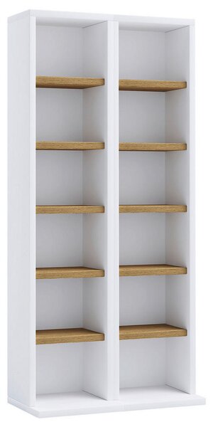 REGAL ZA CD-JE 42/91,8/20 cm bela, medeni hrast