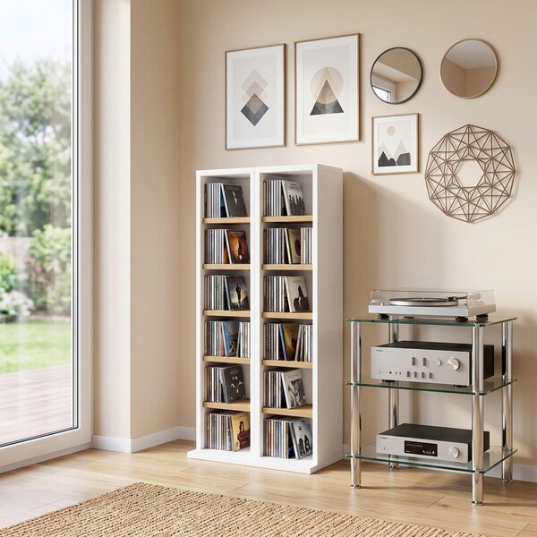 REGAL ZA CD-JE 42/91,8/20 cm bela, medeni hrast