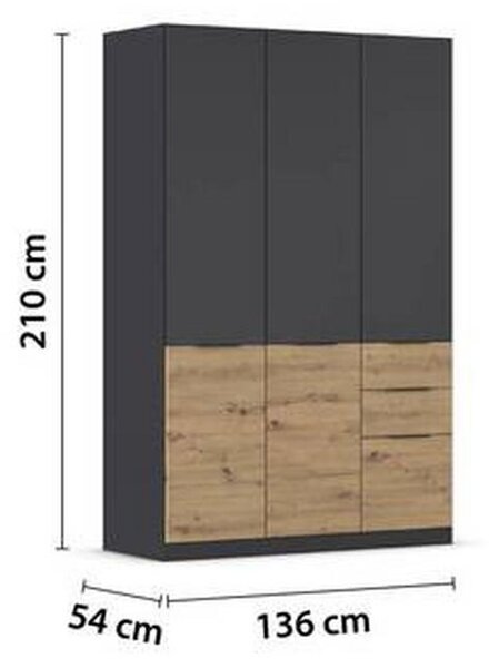 Modern Living Omara Za Oblačila Max, Temno Siva, Barva Hrasta