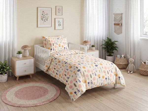 Posteljnina za posteljico iz Renforcé bombaža FLORI DREAM barvna Dimenzije posteljnine: 45 x 65 cm | 90 x 135 cm
