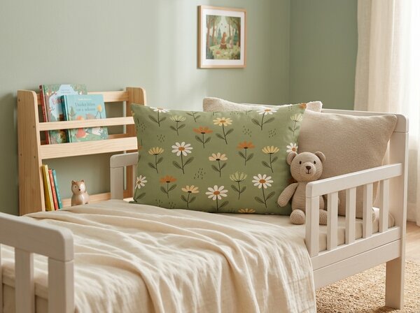 Bombažna prevleka za blazino FLORAL NEST 40x60 cm, zelena