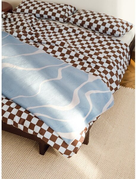 Modro-kremno bela odeja 150x200 cm Felu – noo.ma