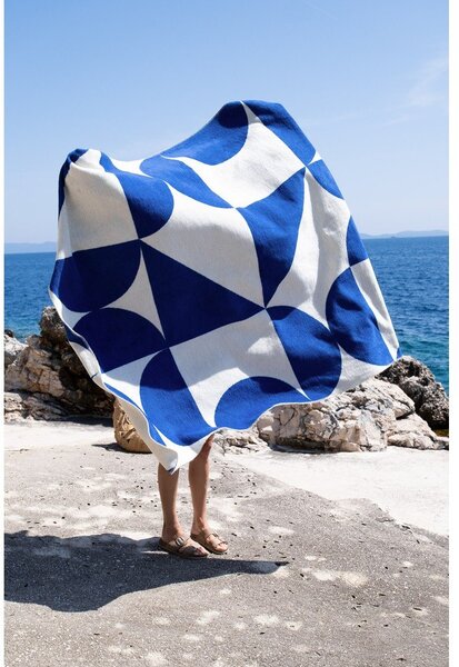 Modro-kremno bela odeja 150x200 cm Tul – noo.ma