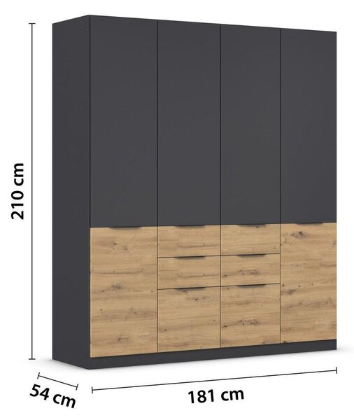 Modern Living Omara Za Oblačila Max, Temno Siva, Barva Hrasta