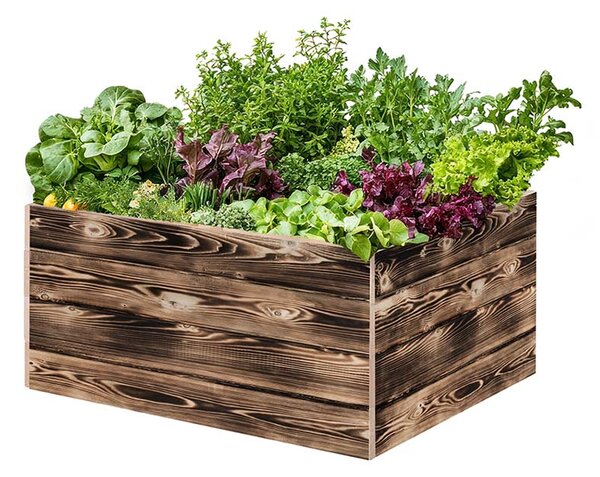 ATMOWOOD Lesena visoka greda 80 x 60 x 40 cm - ožgana