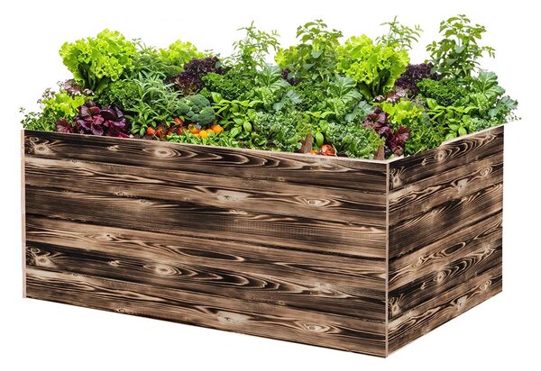 ATMOWOOD Lesena visoka greda 140 x 80 x 60 cm - ožgana