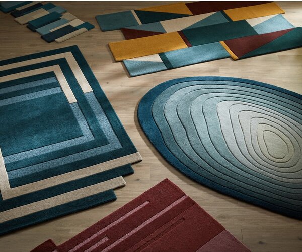 Modra volnena preproga 160x230 cm Puddle Ombre Wool – Flair Rugs