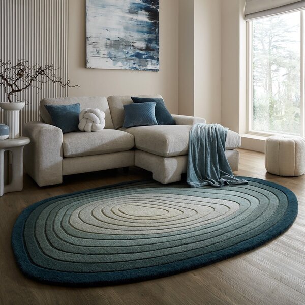 Modra volnena preproga 160x230 cm Puddle Ombre Wool – Flair Rugs
