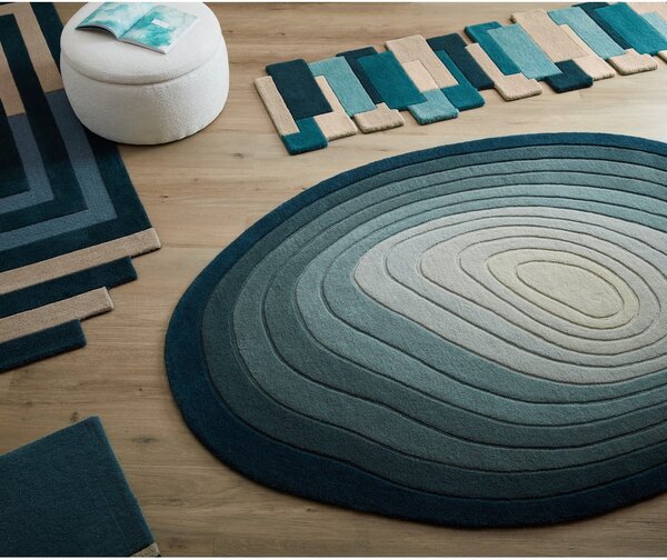 Modra volnena preproga 160x230 cm Puddle Ombre Wool – Flair Rugs