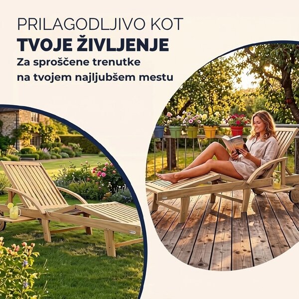 Vrtni ležalnik TAMI SUN, 69x195,5x85cm, videz tikovine Casaria