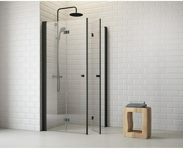 BAUHAUS Kotni tuš Light Bifold (80 x 80 x 190 cm, Prevlečena, Črne barve, Debelina stekla: 5 mm) productname.garantie.plussign BAUHAUS garancija 2 let