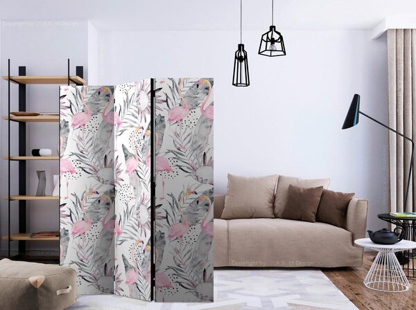 Artgeist Paravan Flamingos And Twigs, 3-Delni, Dvostranski