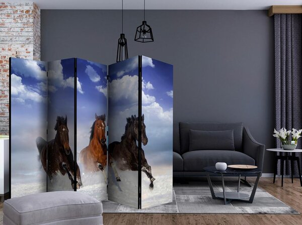 Artgeist Paravan Horses In The Snow I, 5-Delni, Dvostranski
