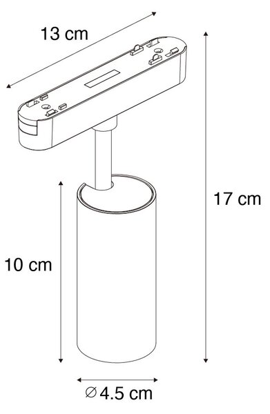 Moderni črni reflektor za enofazni tirni sistem 9W 3000K - Magnetic Gert