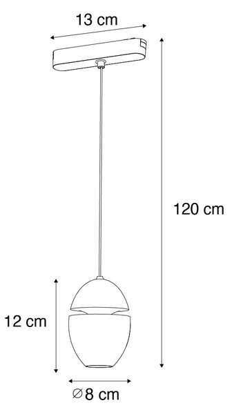 Moderna črna viseča svetilka za enofazni tirni sistem, vključno z LED - Magnetic Eggy