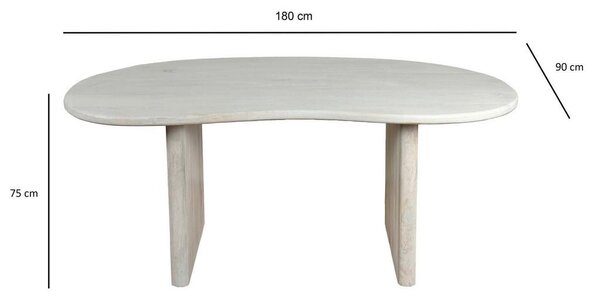 MID.YOU Jedilna Miza Mango, Bela, 180x90cm
