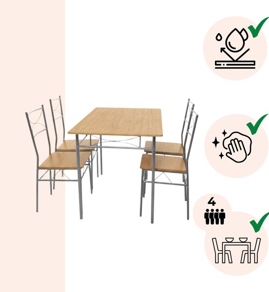 Jedilni komplet PAUL, 5-delni, naravno rjav Casaria