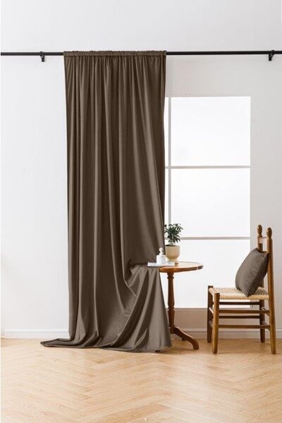 Rjava zatemnitvena zavesa VELVET 140x270 cm Za obesiti: Trak za nabiranje