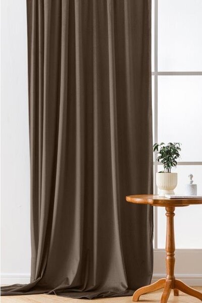 Rjava zatemnitvena zavesa VELVET 140x270 cm Za obesiti: Trak za nabiranje
