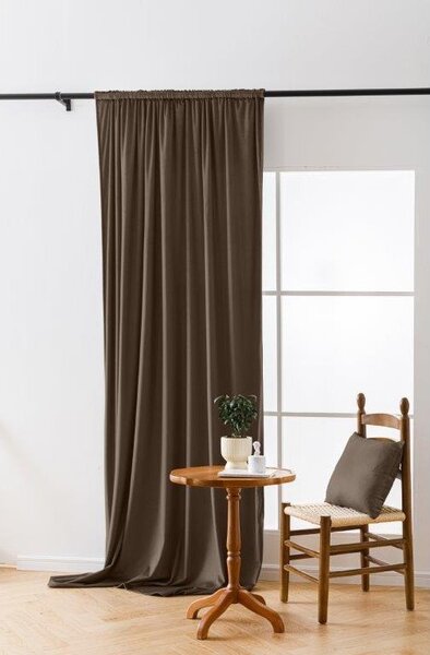 Rjava zatemnitvena zavesa VELVET 140x270 cm Za obesiti: Trak za nabiranje