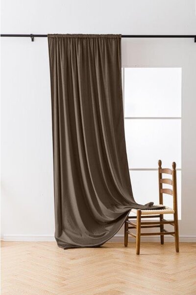 Rjava zatemnitvena zavesa VELVET 140x270 cm Za obesiti: Trak za nabiranje
