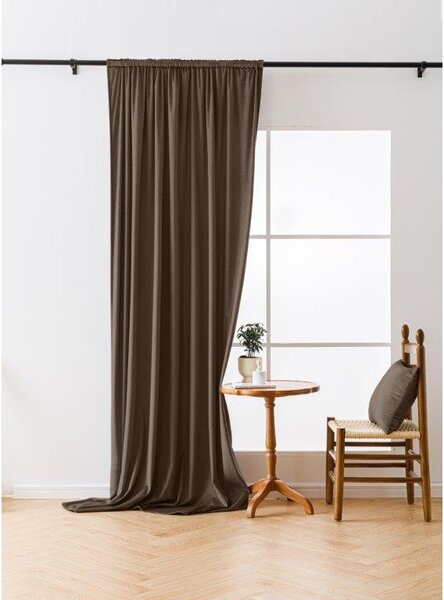 Rjava zatemnitvena zavesa VELVET 140x270 cm Za obesiti: Trak za nabiranje